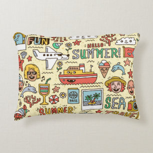 Sommerurlaub Reisen Doodle Set Dekokissen