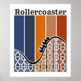 Sommerurlaub Reiten auf dem Rollercoaster Retro Poster