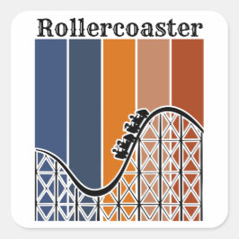 Sommerurlaub Reiten auf dem Rollercoaster Retro Quadratischer Aufkleber