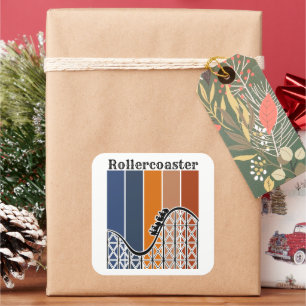 Sommerurlaub Reiten auf dem Rollercoaster Retro Quadratischer Aufkleber