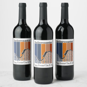 Sommerurlaub Reiten auf dem Rollercoaster Retro Weinetikett