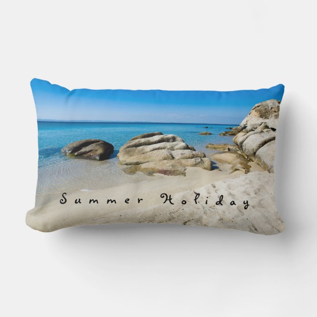 Sommerurlaub Schönes Foto mit Text Lendenkissen (Vorderseite)