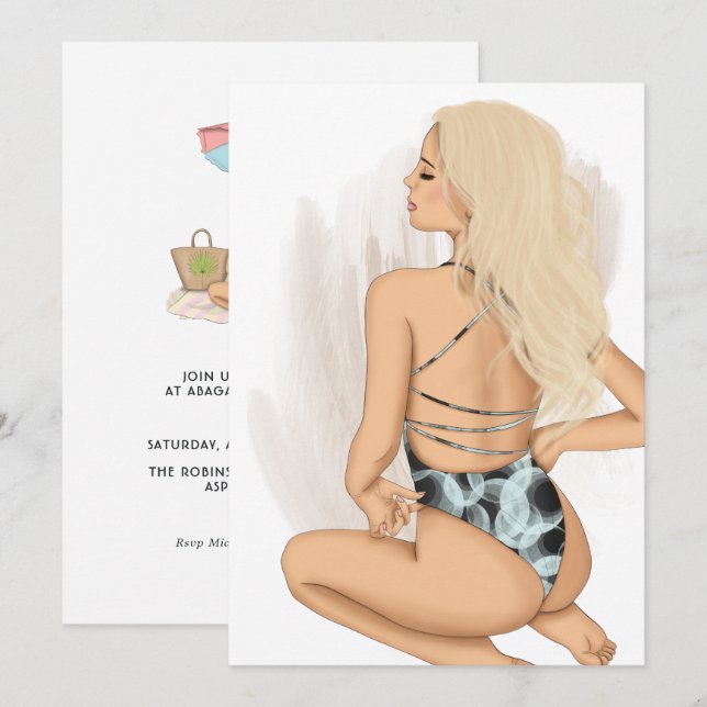 Sommerurlaub Urlaub Geburtstagsparty Einladung (Vorne/Hinten)