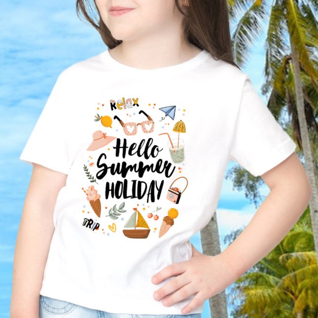 Sommerurlaubsangebot Farbenfrohe Niedliche Grafisc T-Shirt (In Context, Girl at the beach)