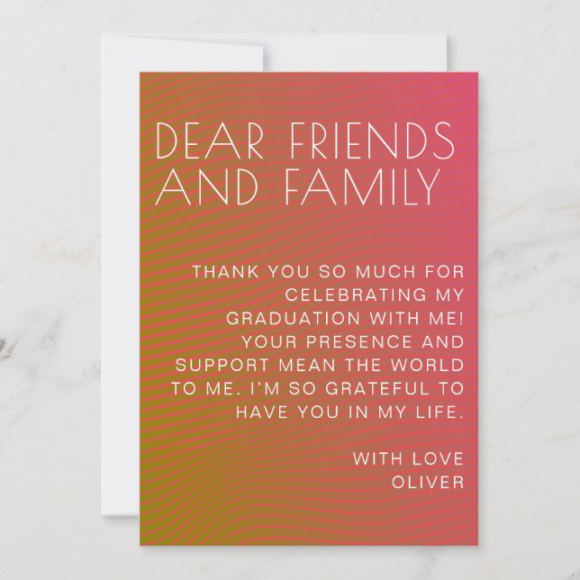 Sommervibe Abschluss parallel warme Farblinien Dankeskarte (Vorderseite)