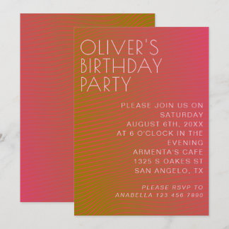 Sommervibe Geburtstag parallel warme Farblinien Einladung