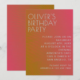 Sommervibe Geburtstag parallel warme Farblinien Einladung