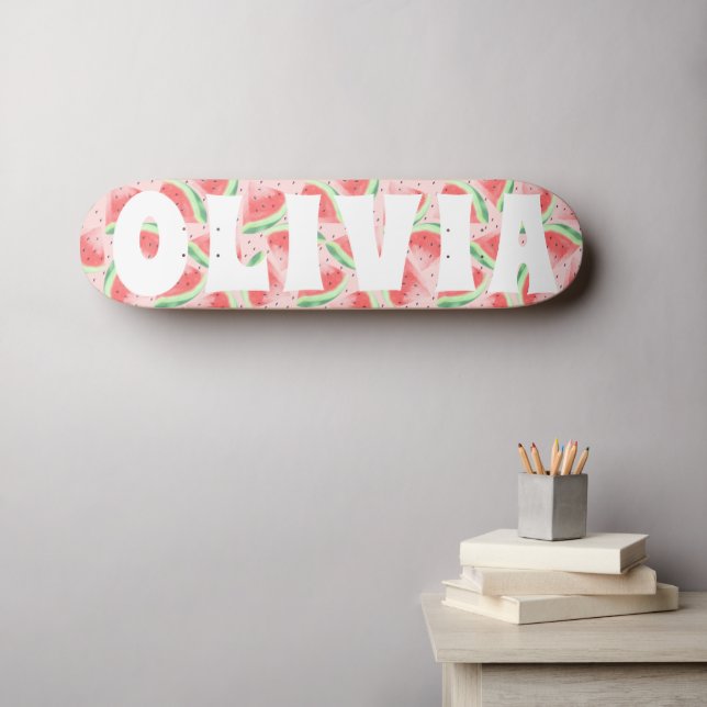 Sommervibe Wassermelone Custom Skateboard (Wandkunst (Horz))