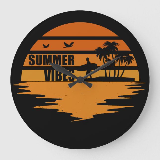 Sommervibes Familienurlaub Große Wanduhr (Vorderseite)