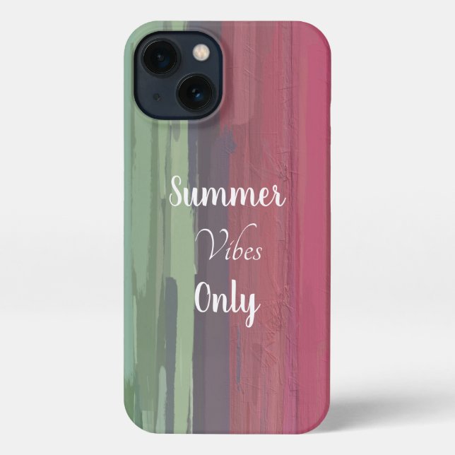 Sommervibes nur Typografie pink und grün iPhone Hülle (Rückseite)