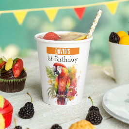 Sommervibes Papagei - 1. Geburtstag - Pappbecher