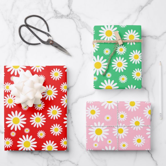 Sommerwährungen Rot, Grün und Rosa Geschenkpapier Set (Vorderseite)