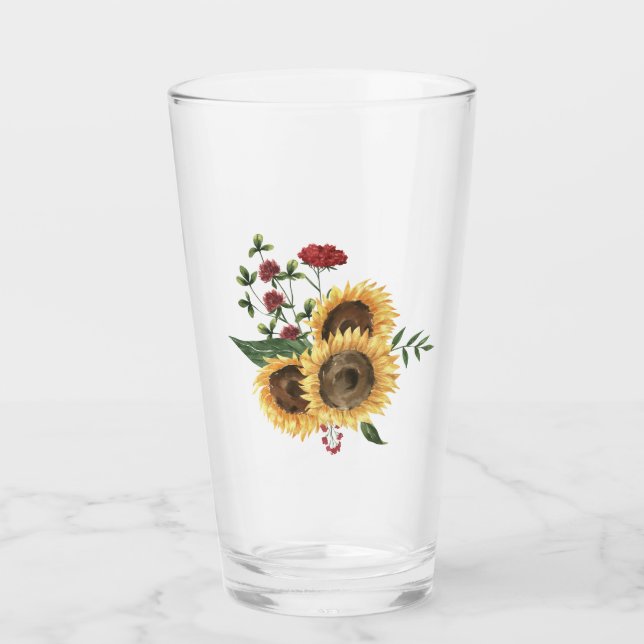 Sommerwasserfarbe Sonnenblume Glas (Vorderseite)