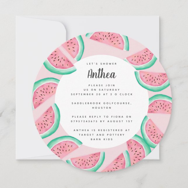 SOMMERWATERMELON BABY SHOWITE EINLADUNG (Vorderseite)