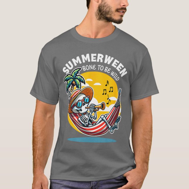 Sommerween Knochen wild sein Skelett T-Shirt (Vorderseite)
