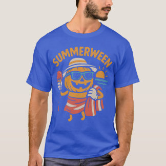 Sommerween-Kürbis-Strand-Urlaub-Halloween-Funny T-Shirt