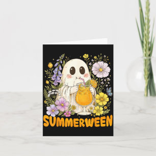 Sommerween Lustiger Geist Floral Halloween Sommer Karte