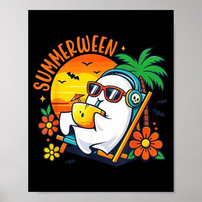 Sommerween Lustiger Geist Sommer Halloween Urlaub Poster (Vorne)