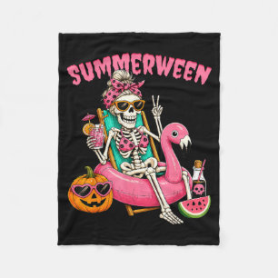 Sommerween Lustiges Mädchen Skelett Coquette Leopa Fleecedecke