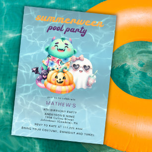 Sommerween Poolparty Kindergeburtstagsfeier jedes Einladung