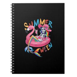 Sommerween-Skelett-Flamingo-Sommer-Halloween-Frau Notizblock