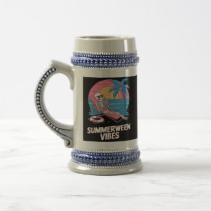 Sommerween-Skelett-Sommerferien-Strand-Lustig Bierglas