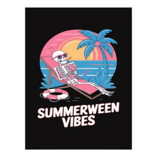 Sommerween-Skelett-Sommerferien-Strand-Lustig Fotodruck