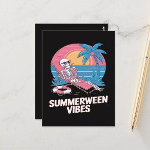 Sommerween-Skelett-Sommerferien-Strand-Lustig Postkarte