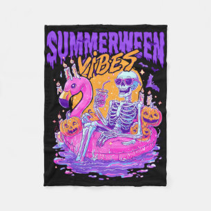 Sommerween Stimmung Gruseliger Skelett-Flamingo-Po Fleecedecke