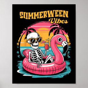 Sommerween-Stimmung Skelett Sommerferien Lustiger Poster