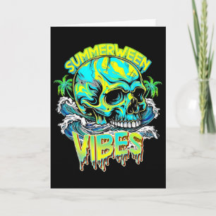 Sommerween-Stimmung Totenkopf Horror Strand Hallo Karte