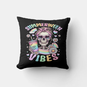 Sommerween-Vibes Süße Skelett-Mädchen Sommer-Hallo Kissen
