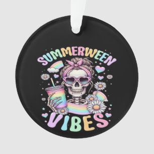 Sommerween-Vibes Süße Skelett-Mädchen Sommer-Hallo Ornament