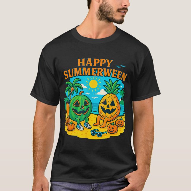 Sommerween Wassermelone  Ananas Strand Vibes T-Shirt (Vorderseite)