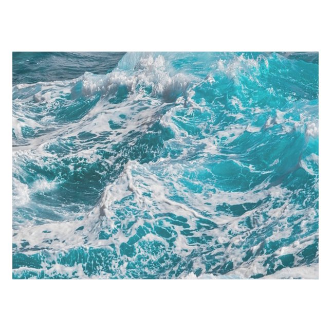 Sommerwellen des Blauen Ozeans Tischdecke (Vorderseite (Horizontal))