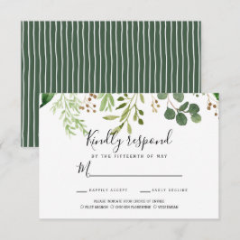 Sommerwiese Blätter Hochzeit RSVP MEAL WÄHLEN Einladung