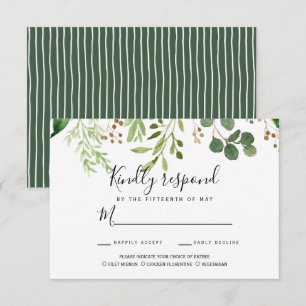 Sommerwiese Blätter Hochzeit RSVP MEAL WÄHLEN Einladung