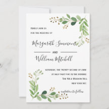 Sommerwiese Blätter Wasserfarbe Hochzeitseinladung