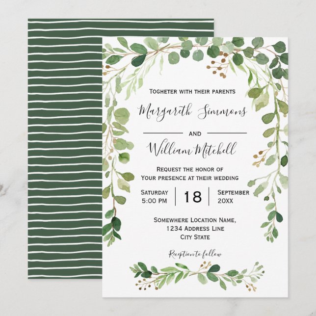 Sommerwiese | Einladung zur Hochzeit von Wasserfar (Vorne/Hinten)