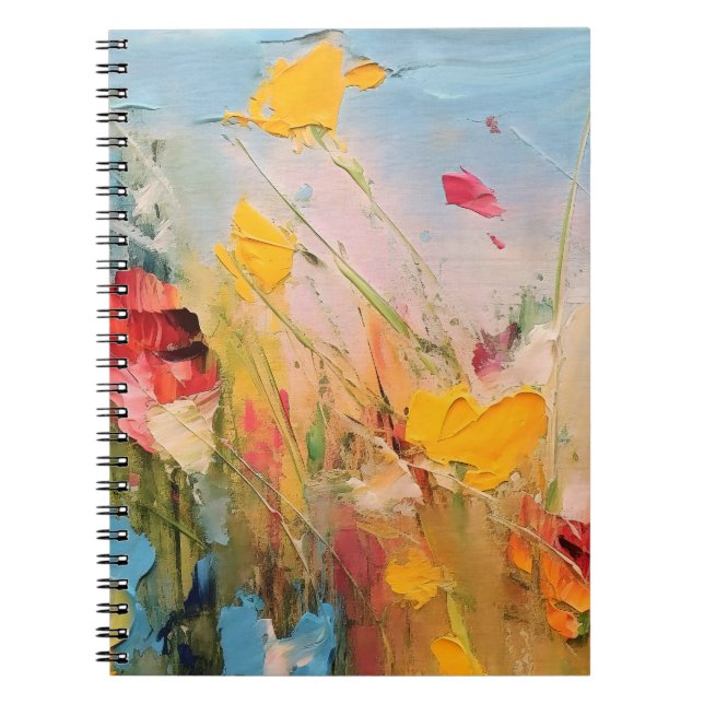 Sommerwiese – Expressive abstrakte Wildblumen Notizblock (Vorderseite)