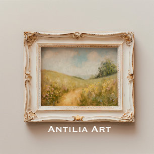 Sommerwiese Landschaftsmalerei Wildblumenfeld Poster