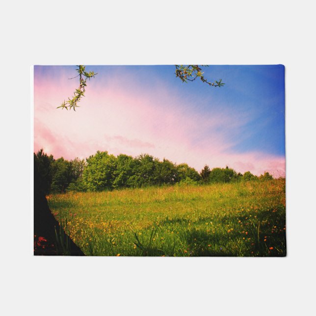 Sommerwiese Retro Fotografie Juli August Alm Fußmatte (Vorderseite)