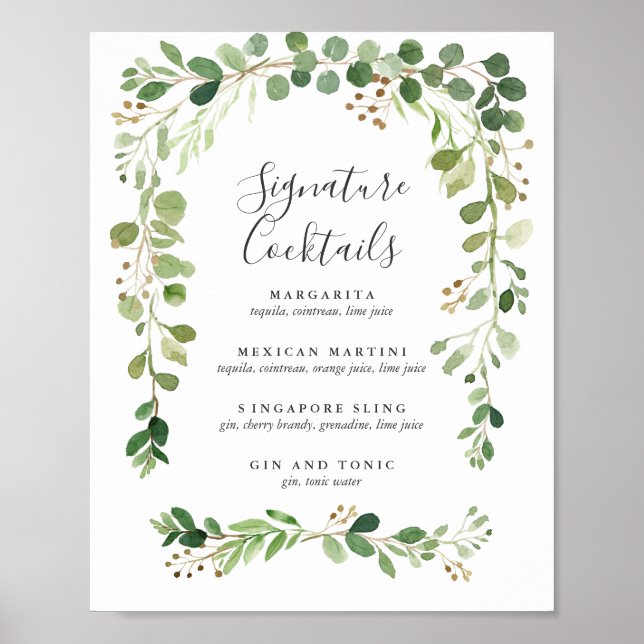 Sommerwiese | Signature-Cocktail-Menü-Zeichen Poster (Vorne)