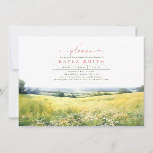 Sommerwiese und Wildblumen Elegante Taufe Einladung