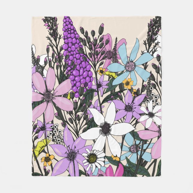 Sommerwildblumen Fleecedecke (Vorderseite)