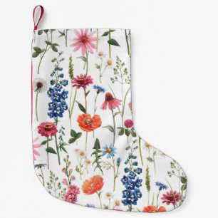 Sommerwildblumen, nahtloses Wasserfarbmuster. Kleiner Weihnachtsstrumpf