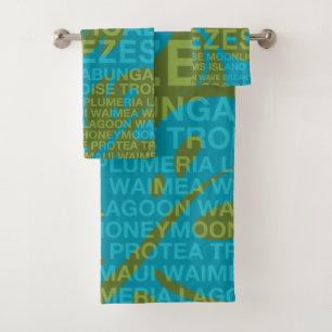 Sommerwörter Tropical und Monstera Leaf - Aquamari Badhandtuch Set