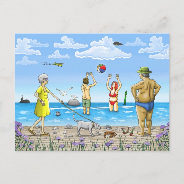 Sommerzeit am Strand Feiertagspostkarte (Vorderseite)