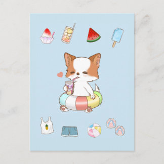 Sommerzeit Bleib Cool Mochi Schwimmen Sommerartike Postkarte
