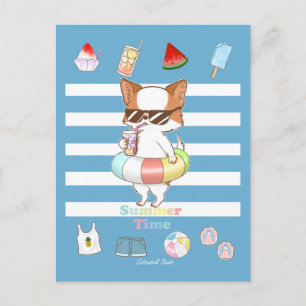 Sommerzeit Bleib Cool Mochi und Sommerartikel Postkarte